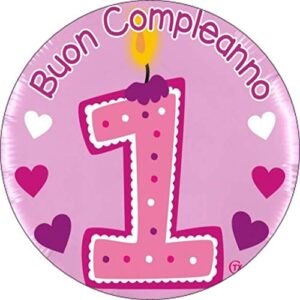 Cialda per torta Primo Compleanno Decorazione alimentare Senza Glutine Topper Cake ( rotondo) (Ostia, 18 cm)