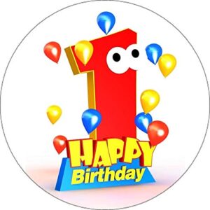 Cialda per torta Primo Compleanno Decorazione alimentare Senza Glutine Topper Cake ( rotondo) (Pasta di zucchero, 20 cm)