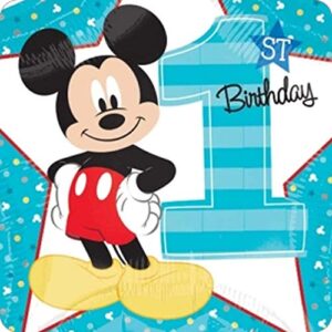 Cialda per torta Primo Compleanno Topolino Decorazione alimentare personalizzabile Gluten free Topper Cake Design (quadrata)