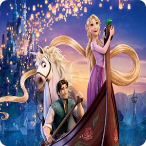 Cialda per torta Principessa RAPUNZEL decorazione alimentare senza glutine personalizzazione grafica inclusa topper cake quadrato 3