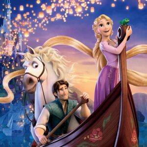 Cialda per torta Principessa RAPUNZEL decorazione alimentare senza glutine personalizzazione grafica inclusa topper cake quadrato rettangolare 3