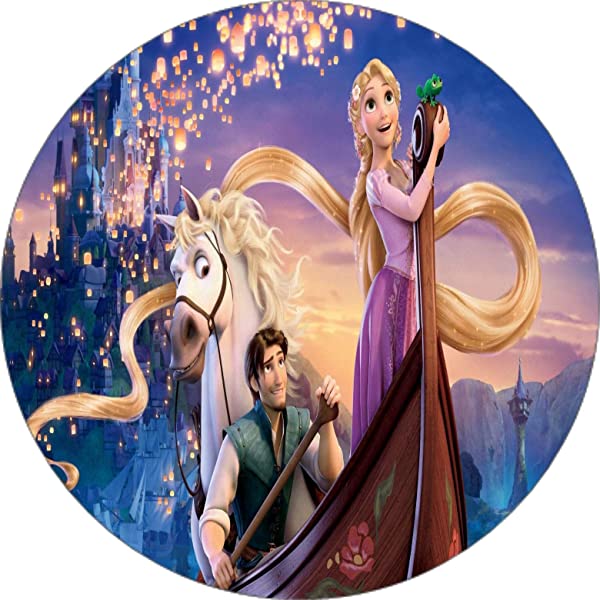 Cialda per torta Principessa RAPUNZEL decorazione alimentare senza glutine topper cake rotondo 2 (Pasta di zucchero, 20 cm)