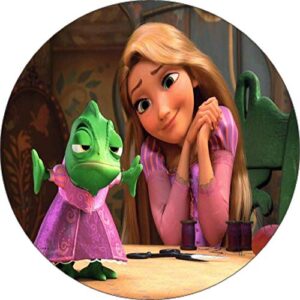 Cialda per torta Principessa RAPUNZEL decorazione alimentare senza glutine topper cake rotondo 3 (Ostia, 20 cm)