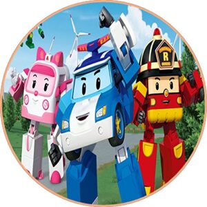 Cialda per torta ROBOCAR POLI decorazione alimentare senza glutine topper cake ( rotondo) img 12 (Ostia, 16 cm)