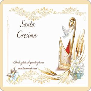 Cialda per torta SANTA CRESIMA decorazione alimentare senza glutine topper cake (Formato quadrato) img 5 (Ostia, 20 x 20 cm)