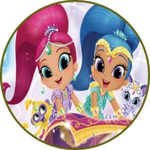 Cialda per torta SHIMMER & SHINE decorazione alimentare senza glutine topper cake ( rotondo) img 2 (Pasta di zucchero, 16 cm)