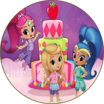 Cialda per torta SHIMMER & SHINE decorazione alimentare senza glutine topper cake ( rotondo) img 4 (Ostia, 20 cm)