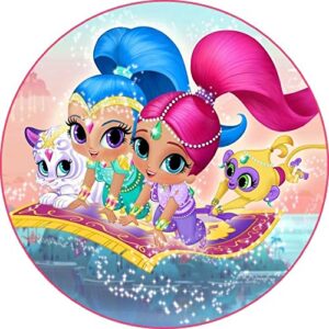 Cialda per torta SHIMMER & SHINE decorazione alimentare senza glutine topper cake ( rotondo) img 7 (Pasta di zucchero, 18 cm)
