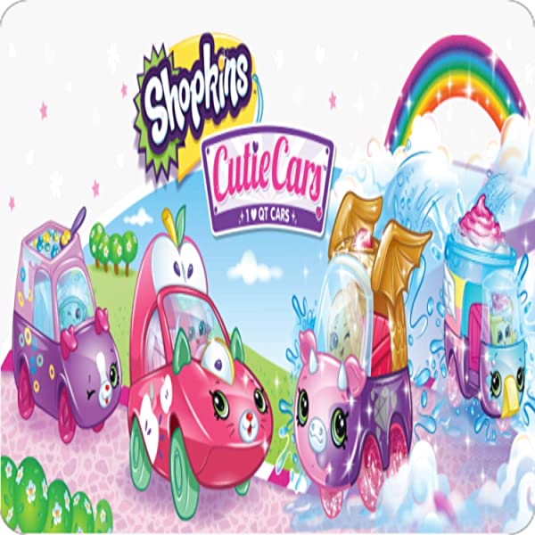 Cialda per torta SHOPKINS CUTIE CARS decorazione alimentare senza glutine topper cake quadrato 2 (Ostia, 16 x 16 cm)