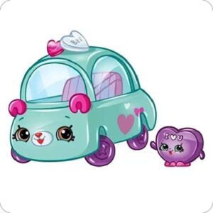 Cialda per torta SHOPKINS CUTIE CARS decorazione alimentare senza glutine topper cake quadrato 7 (Ostia, 18 x 18 cm)