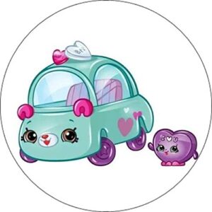 Cialda per torta SHOPKINS CUTIE CARS decorazione alimentare senza glutine topper cake rotondo 5 (Pasta di zucchero, 16 cm)