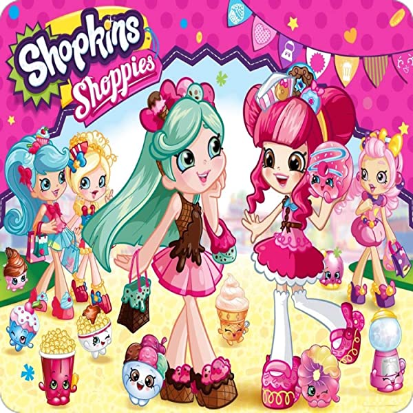 Cialda per torta SHOPKINS decorazione alimentare senza glutine topper cake quadrato 4 (Ostia, 16 x 16 cm)