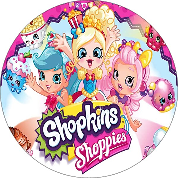 Cialda per torta SHOPKINS decorazione alimentare senza glutine topper cake rotondo 4 (Ostia, 18 cm)