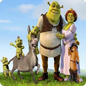 Cialda per torta SHREK decorazione alimentare senza glutine topper cake quadrato 4 (Ostia, 16 x 16 cm)