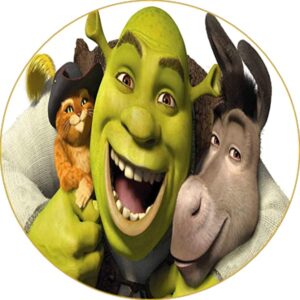 Cialda per torta SHREK decorazione alimentare senza glutine topper cake rotondo 4 (Pasta di zucchero, 18 cm)
