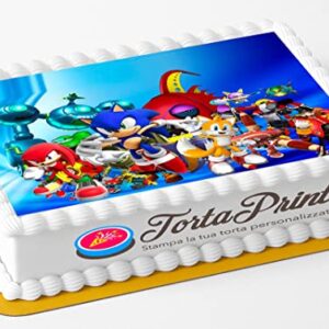 Cialda per torta SONIC decorazione alimentare personalizzabile rettangolare IMG 2