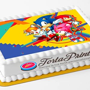 Cialda per torta SONIC decorazione alimentare personalizzabile rettangolare IMG 3