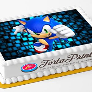 Cialda per torta SONIC decorazione alimentare personalizzabile rettangolare IMG 4