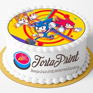 Cialda per torta SONIC decorazione alimentare personalizzabile rotondo IMG 1