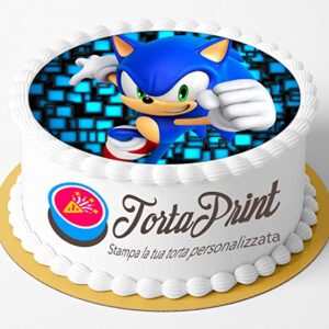 Cialda per torta SONIC decorazione alimentare personalizzabile rotondo IMG 3
