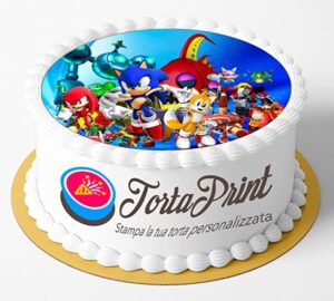Cialda per torta SONIC decorazione alimentare personalizzabile rotondo IMG 4