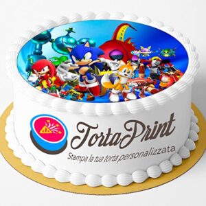 Cialda per torta SONIC decorazione alimentare personalizzabile rotondo IMG 4