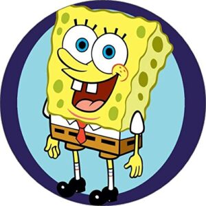 Cialda per torta SPONGEBOB Decorazione alimentare personalizzabile Senza Glutine Topper Cake Rotondo 1 (Pasta di zucchero, 16 cm)