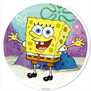 Cialda per torta SPONGEBOB Decorazione alimentare personalizzabile Senza Glutine Topper Cake Rotondo 5 (Ostia, 18 cm)
