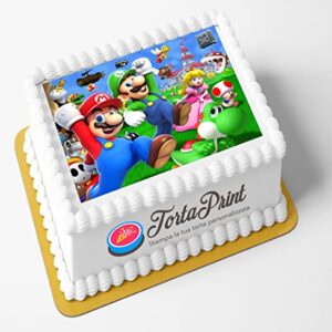 Cialda per torta SUPER MARIO decorazione alimentare personalizzabile quadrato IMG 4