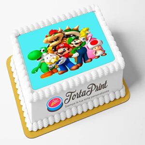 Cialda per torta SUPER MARIO decorazione alimentare personalizzabile quadrato IMG 9