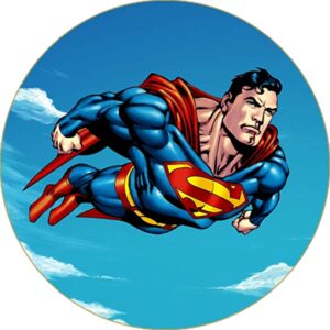 Cialda per torta SUPERMAN decorazione alimentare senza glutine topper cake ( rotondo) img 2 (Pasta di zucchero, 18 cm)