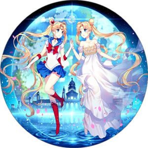 Cialda per torta Sailor Moon Decorazione alimentare senza glutine topper cake quadrato rotondo 2 (Ostia, 16 cm)