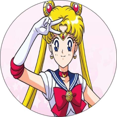 Cialda per torta Sailor Moon Decorazione alimentare senza glutine topper cake quadrato rotondo 5 (Pasta di zucchero, 18 cm)