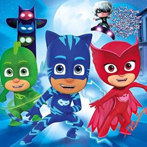 Cialda per torta Super Pigiamini decorazione alimentare senza glutine topper cake rettangolare (Pasta di zucchero, 25 x 20 cm)