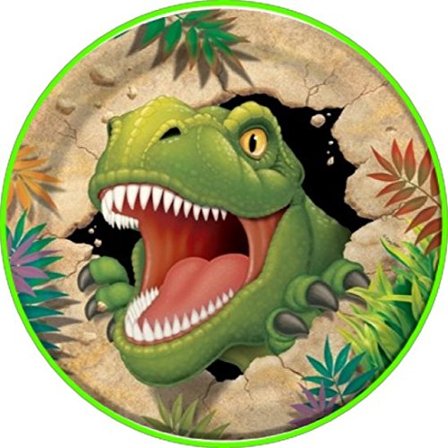 Cialda per torta T-REX dinosauro decorazione alimentare senza glutine topper cake img 01 (Ostia, 18 cm)