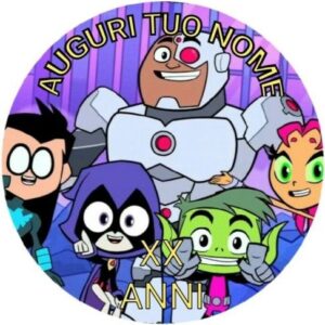 Cialda per torta TEEN TITANS GO decorazione alimentare senza glutine topper cake ( rotondo) img 7 (Pasta di zucchero, 20 cm)