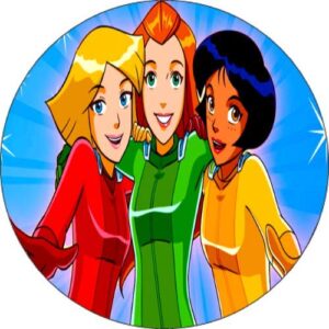 Cialda per torta TOTALLY SPIES Sam Clover e Alex decorazione alimentare senza glutine personalizzazione grafica inclusa topper cake rotondo1 (Pasta di zucchero, 16 cm)