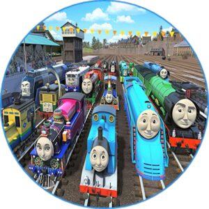 Cialda per torta TRENINO THOMAS decorazione alimentare senza glutine personalizzazione grafica inclusa topper cake design (Formato rotondo) img 4 (Ostia, 18 cm)