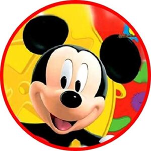 Cialda per torta Topolino Compleanno Bambino Decorazione alimentare personalizzabile Gluten free Topper Cake Design (Formato rotondo) (Ostia, 20 cm)
