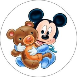 Cialda per torta Topolino Compleanno Bambino Decorazione alimentare personalizzabile Gluten free Topper Cake Design (Formato rotondo)