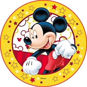 Cialda per torta Topolino Compleanno Bambino Decorazione alimentare personalizzabile Gluten free Topper Cake Design (Formato rotondo) (Ostia, 18 cm)