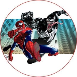 Cialda per torta VENOM Spiderman decorazione alimentare senza glutine personalizzazione grafica inclusa topper cake rotondo img 1