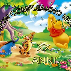 Cialda per torta WINNIE THE POOH decorazione alimentare senza glutine personalizzazione grafica inclusa topper cake rettangolare 1 (Ostia, 25 x 15 cm)