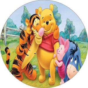 Cialda per torta WINNIE THE POOH decorazione alimentare senza glutine personalizzazione grafica inclusa topper cake rotondo 5 (Ostia, 16 cm)