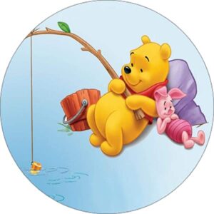 Cialda per torta WINNIE THE POOH decorazione alimentare senza glutine personalizzazione grafica inclusa topper cake rotondo 6 (Ostia, 20 cm)