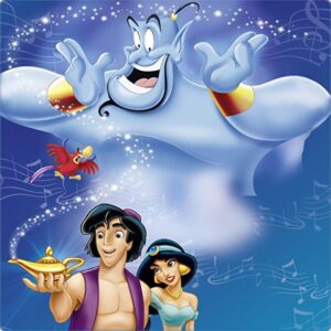 Cialda per torta tema ALADDIN JASMINE GENIO stampa alimentare personalizzabile Gluten Free _ quadrata_ img 1