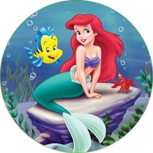 Cialda per torta tema ARIEL LA SIRENETTA stampa alimentare personalizzabile Gluten Free rotonda img 1