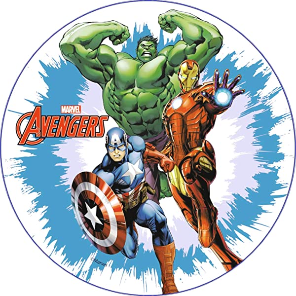 Cialda per torta tema AVENGERS stampa alimentare personalizzabile Gluten Free rotonda img 3