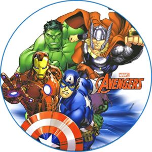 Cialda per torta tema AVENGERS stampa alimentare personalizzabile Gluten Free rotonda img 5