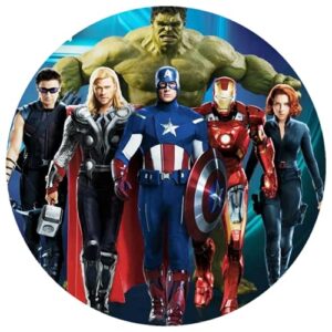 Cialda per torta tema AVENGERS stampa alimentare personalizzabile Gluten Free rotonda img 6